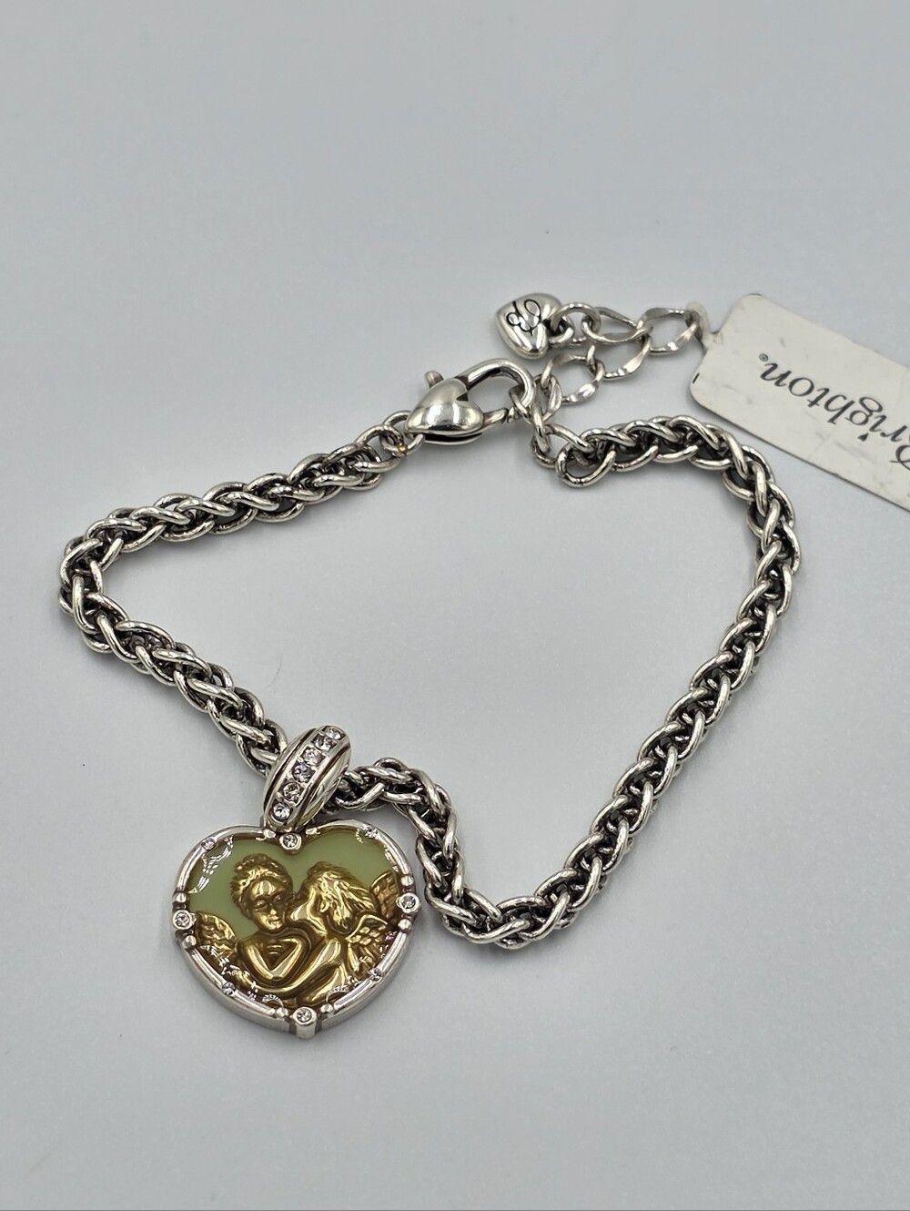 Brighton Mixed Metals Devotion Silver Plated Love Divinely Charm Bracelet New‎